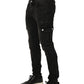 Black Distressed Cargo Cotton Men Denim Jeans