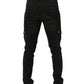 Black Distressed Cargo Cotton Men Denim Jeans