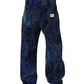 Blue Tie Dye Cotton Men Straight Denim Jeans
