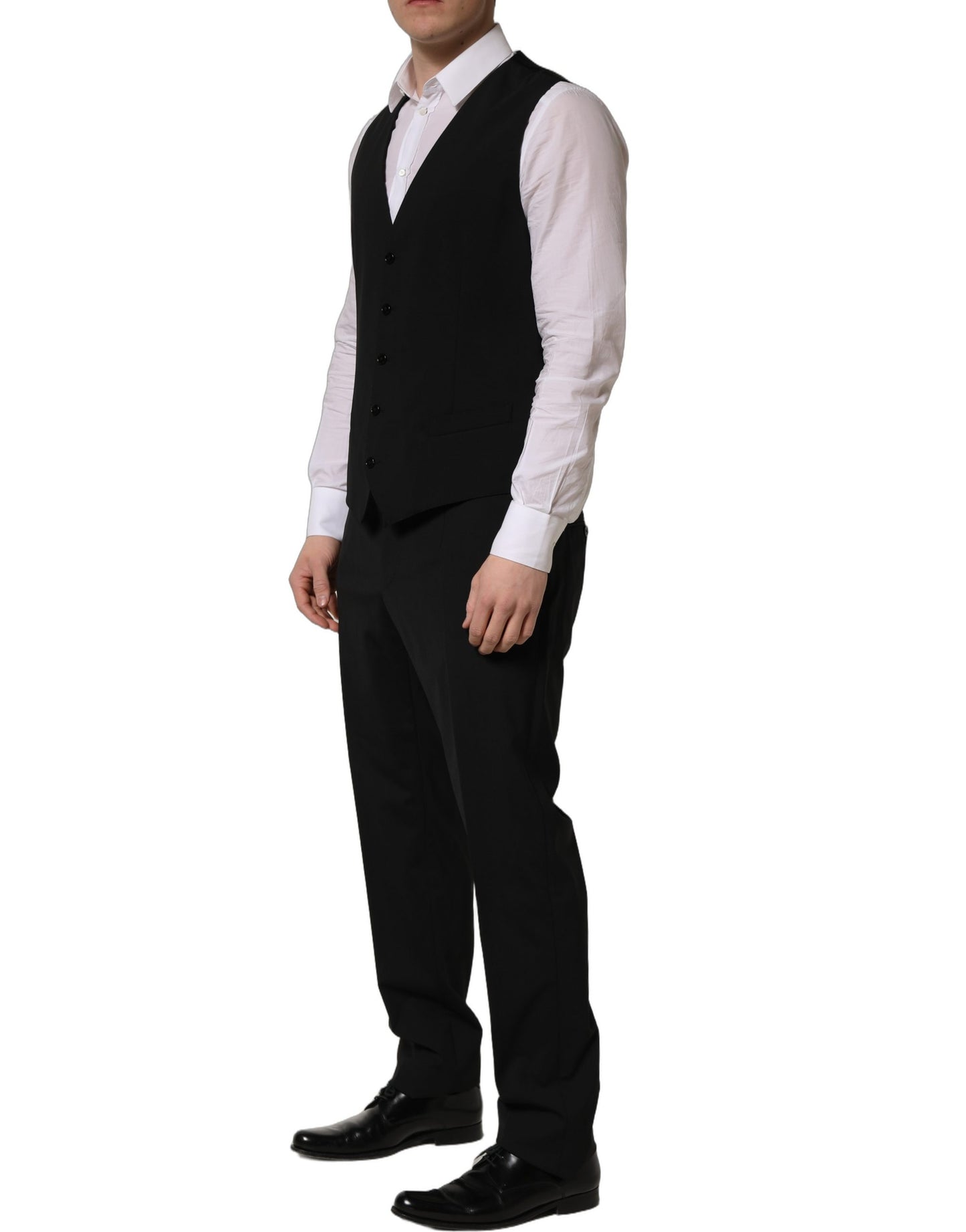 Black Wool Slim Fit Formal 3 Piece Men Suit