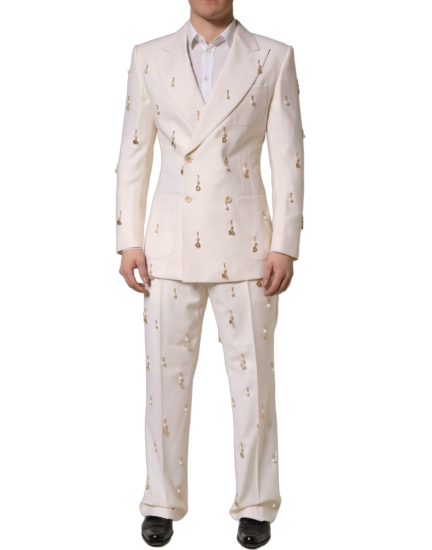 White Wool Slim Fit Formal 2 Piece Men Suit