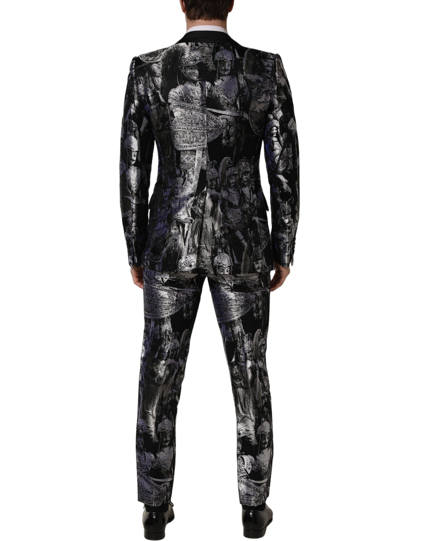 Black Jacquard Slim Fit Formal 3 Piece Suit