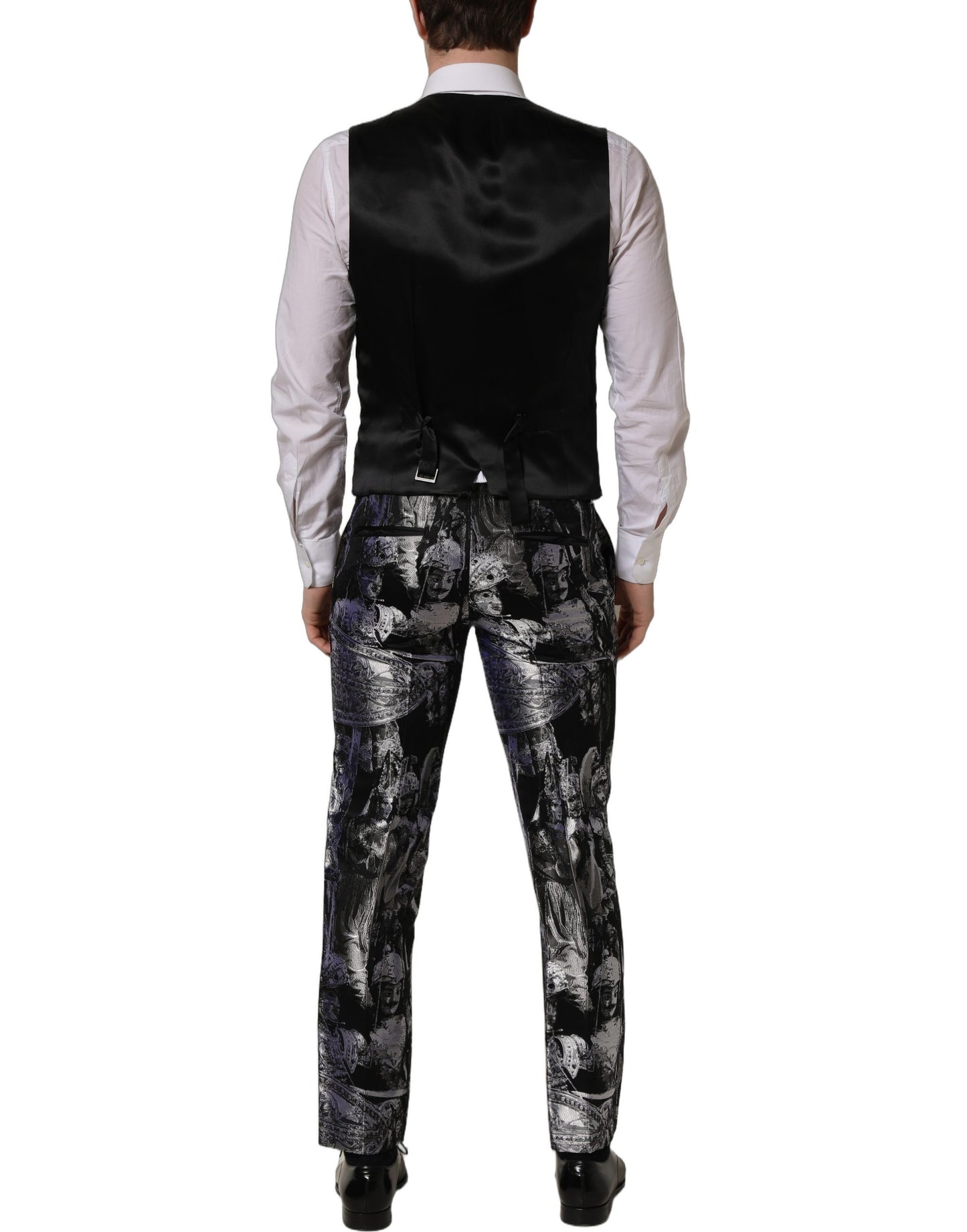 Black Jacquard Slim Fit Formal 3 Piece Suit