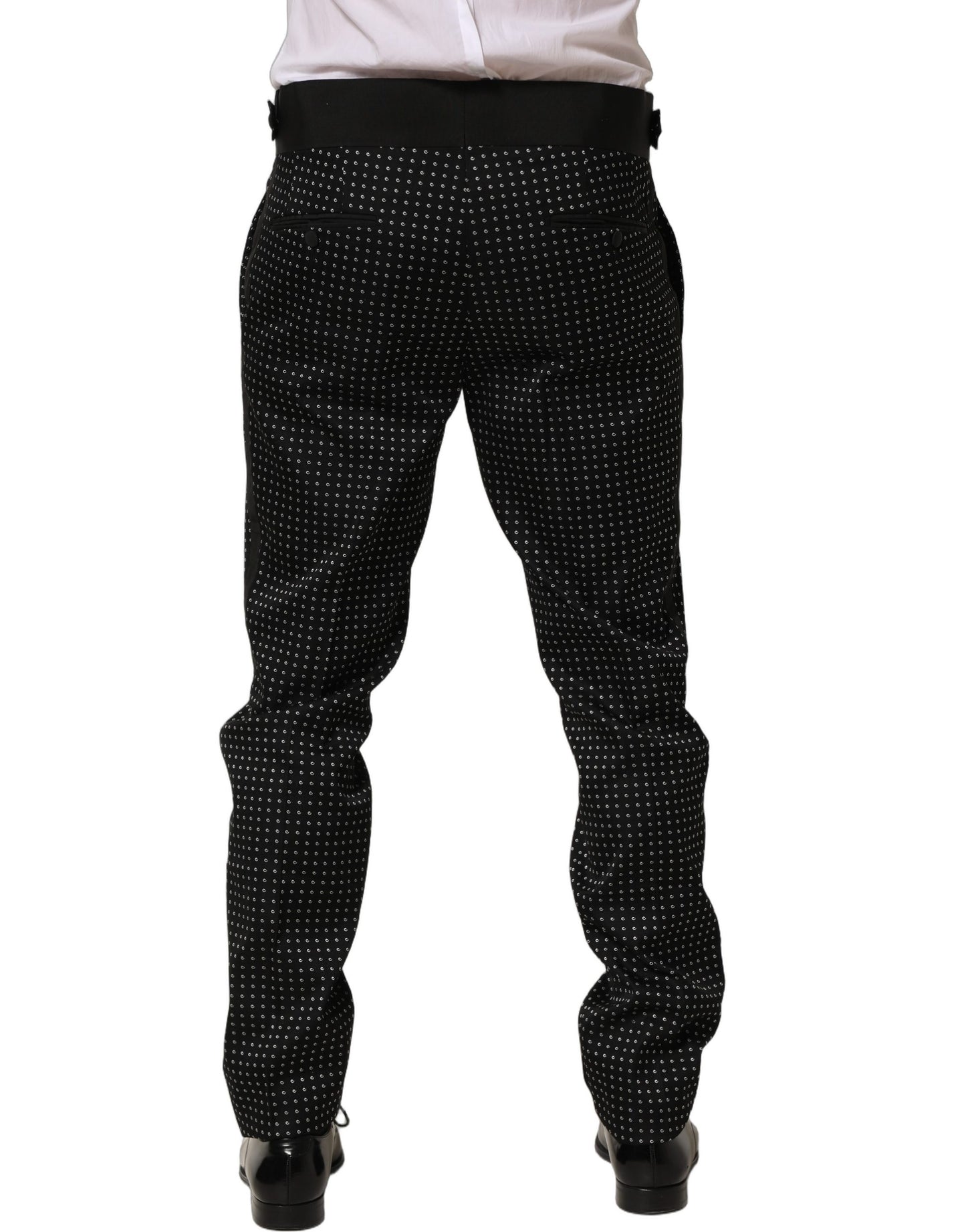 Black Polka Dot Cotton Dress Trouser Pants