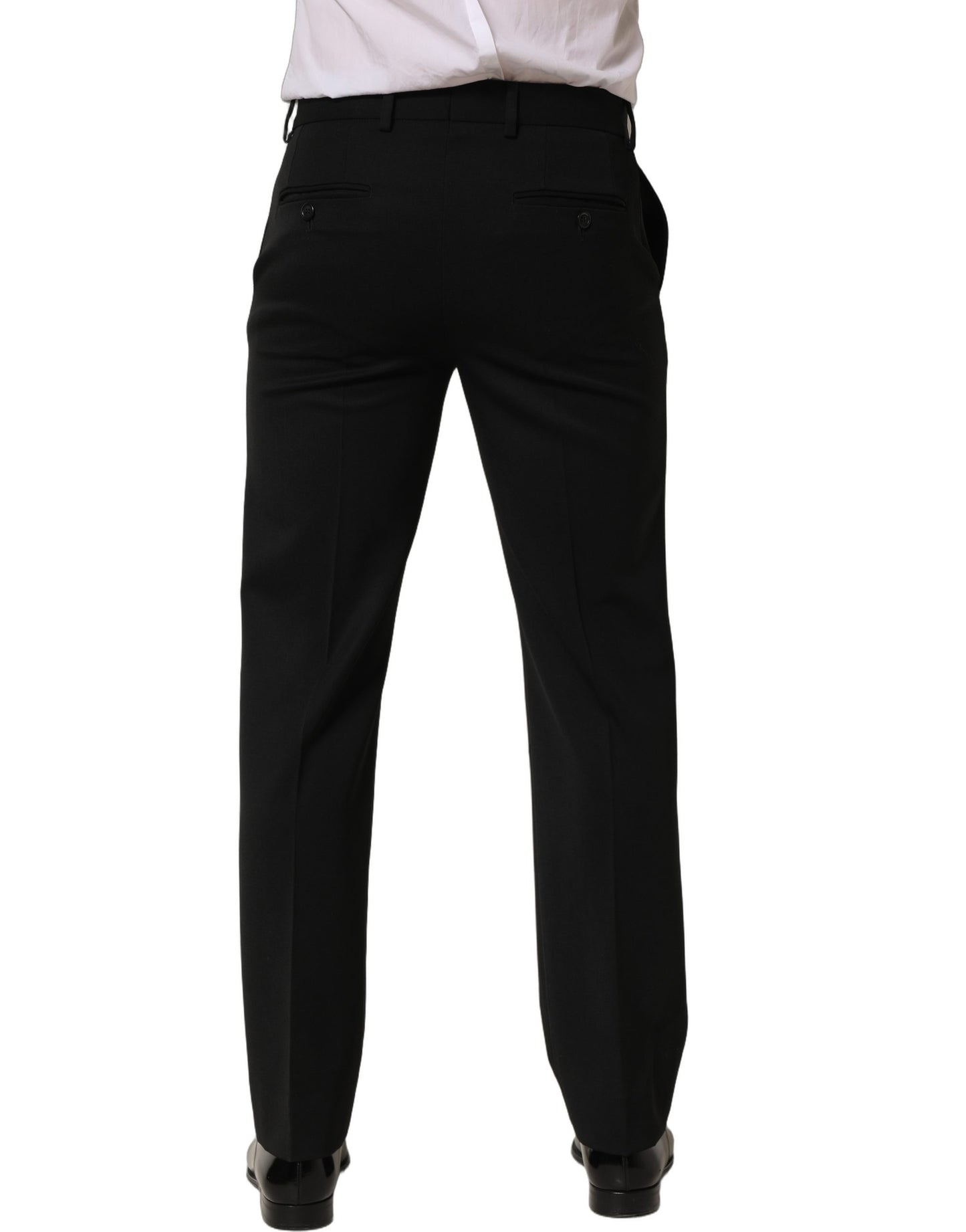 Black Wool Tapered Men Dress Trouser Pants