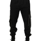 Black Mid Waist Cargo Jogger Sweatpants Pants