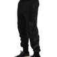 Black Mid Waist Cargo Jogger Sweatpants Pants