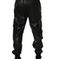 Black Mid Waist Cargo Jogger Sweatpants Pants