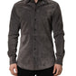 Gray Suede Long Sleeves Button Down Shirt