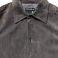 Gray Suede Long Sleeves Button Down Shirt