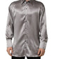 Metallic Grey Satin Silk Formal Dress Shirt
