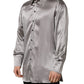 Metallic Grey Satin Silk Formal Dress Shirt
