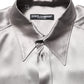 Metallic Grey Satin Silk Formal Dress Shirt