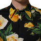 Black Floral Stretch Cotton SICILIA Fit Dress Shirt