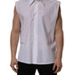 White Cotton Sleeveless Formal Dress Shirt