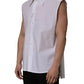 White Cotton Sleeveless Formal Dress Shirt