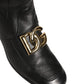 Black Leather DG Logo Plaque Shorts Ankle Boots Shoes