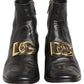 Black Leather DG Logo Plaque Shorts Ankle Boots Shoes