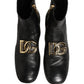 Black Leather DG Logo Plaque Shorts Ankle Boots Shoes
