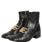 Black Leather DG Logo Plaque Shorts Ankle Boots Shoes