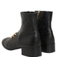 Black Leather DG Logo Plaque Shorts Ankle Boots Shoes