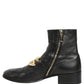 Black Leather DG Logo Plaque Shorts Ankle Boots Shoes