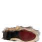 Brown Faux Fur Mid Calf Men Boots Shoes