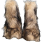 Brown Faux Fur Mid Calf Men Boots Shoes