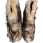 Brown Faux Fur Mid Calf Men Boots Shoes