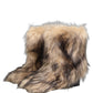 Brown Faux Fur Mid Calf Men Boots Shoes