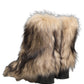 Brown Faux Fur Mid Calf Men Boots Shoes