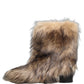 Brown Faux Fur Mid Calf Men Boots Shoes