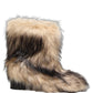 Brown Faux Fur Mid Calf Men Boots Shoes