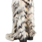 Multicolor Knee High Faux Fur Boots Shoes