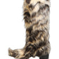 Multicolor Knee High Faux Fur Boots Shoes
