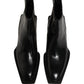 Black Leather Chelsea Mid Calf Boots Shoes