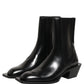 Black Leather Chelsea Mid Calf Boots Shoes