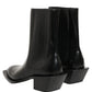 Black Leather Chelsea Mid Calf Boots Shoes