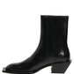 Black Leather Chelsea Mid Calf Boots Shoes