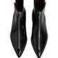 Black Leather Zipper Mid Calf Men Boots Shoes