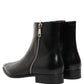 Black Leather Zipper Mid Calf Men Boots Shoes