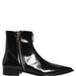 Black Leather Zipper Mid Calf Men Boots Shoes