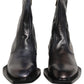 Black Leather Shiny Tex Mid Calf Boots Shoes
