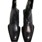 Black Leather Shiny Tex Mid Calf Boots Shoes