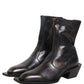 Black Leather Shiny Tex Mid Calf Boots Shoes