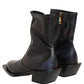 Black Leather Shiny Tex Mid Calf Boots Shoes