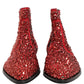 Red Embellished Chelsea Ankle Boots Shoes
