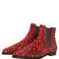 Red Embellished Chelsea Ankle Boots Shoes