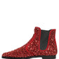 Red Embellished Chelsea Ankle Boots Shoes