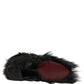 Black Faux Fur Mid Calf Winter Boots Shoes